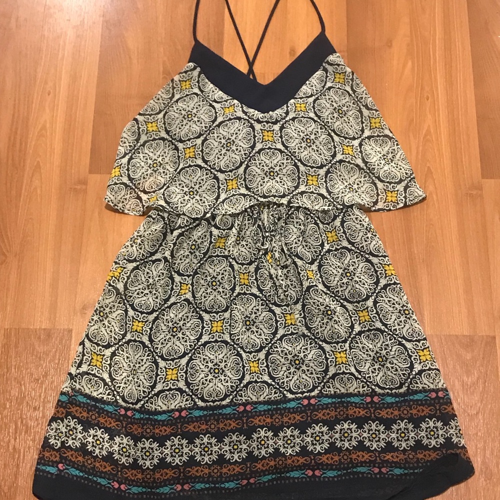 Navy Overlay Sheer Dress